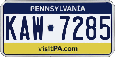 PA license plate KAW7285
