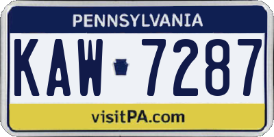 PA license plate KAW7287