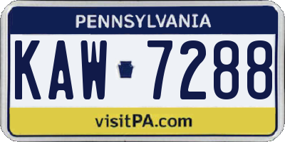 PA license plate KAW7288