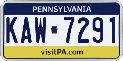 PA license plate KAW7291