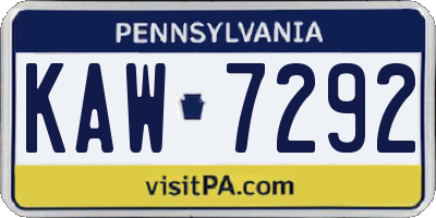 PA license plate KAW7292