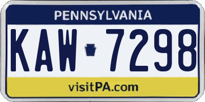 PA license plate KAW7298