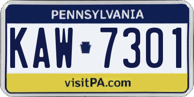 PA license plate KAW7301