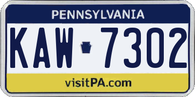 PA license plate KAW7302