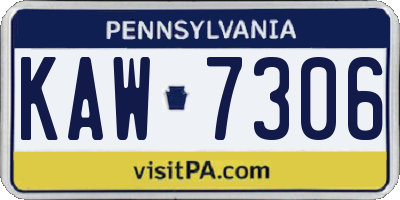 PA license plate KAW7306