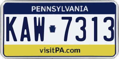 PA license plate KAW7313