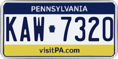 PA license plate KAW7320
