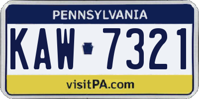 PA license plate KAW7321