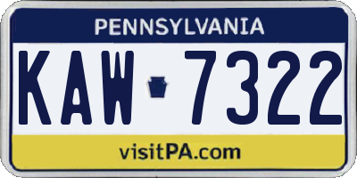PA license plate KAW7322