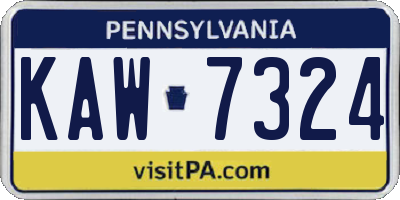 PA license plate KAW7324