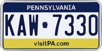 PA license plate KAW7330