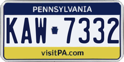 PA license plate KAW7332