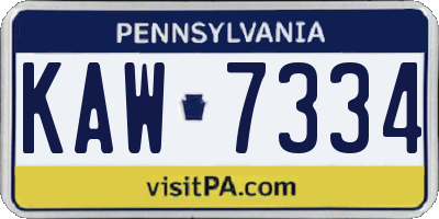 PA license plate KAW7334