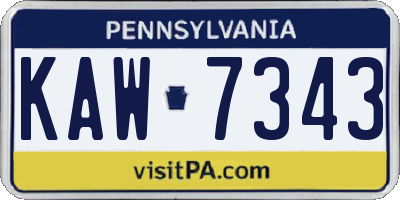 PA license plate KAW7343