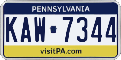 PA license plate KAW7344