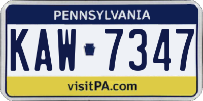 PA license plate KAW7347