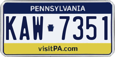 PA license plate KAW7351