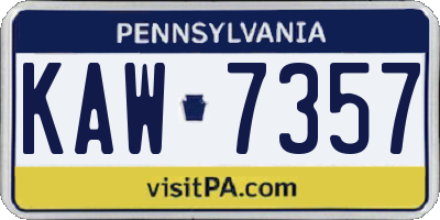 PA license plate KAW7357