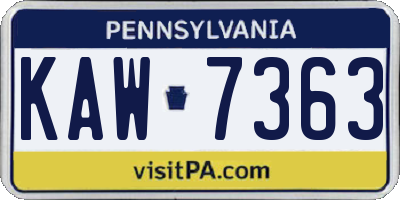 PA license plate KAW7363