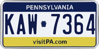 PA license plate KAW7364