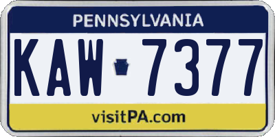 PA license plate KAW7377
