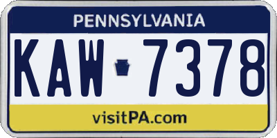PA license plate KAW7378