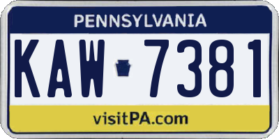 PA license plate KAW7381