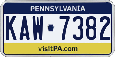 PA license plate KAW7382
