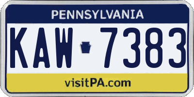 PA license plate KAW7383
