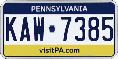 PA license plate KAW7385