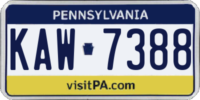 PA license plate KAW7388