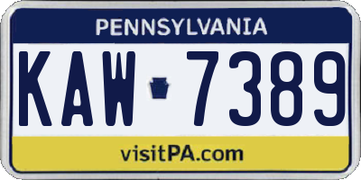 PA license plate KAW7389