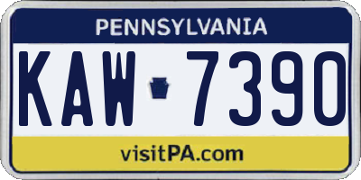 PA license plate KAW7390
