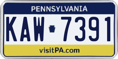 PA license plate KAW7391