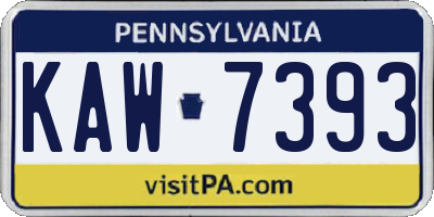 PA license plate KAW7393