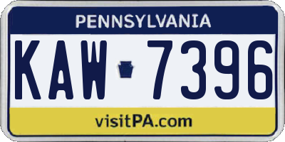 PA license plate KAW7396