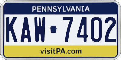 PA license plate KAW7402