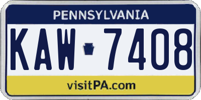 PA license plate KAW7408