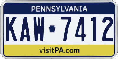 PA license plate KAW7412