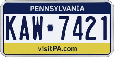 PA license plate KAW7421