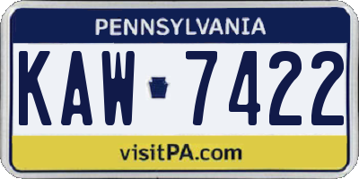 PA license plate KAW7422