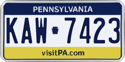 PA license plate KAW7423