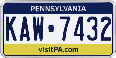 PA license plate KAW7432
