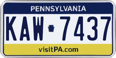 PA license plate KAW7437