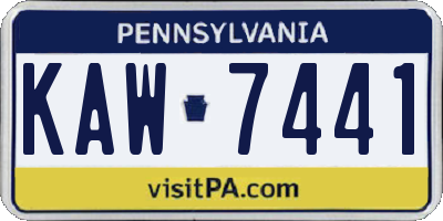 PA license plate KAW7441