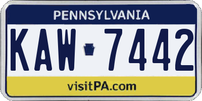 PA license plate KAW7442
