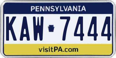 PA license plate KAW7444