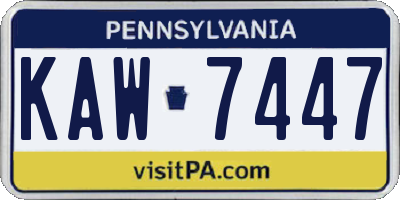 PA license plate KAW7447