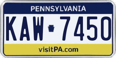 PA license plate KAW7450