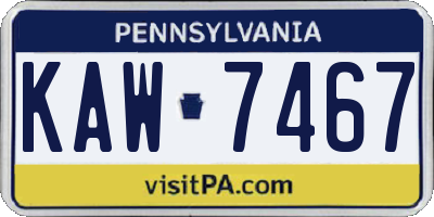 PA license plate KAW7467